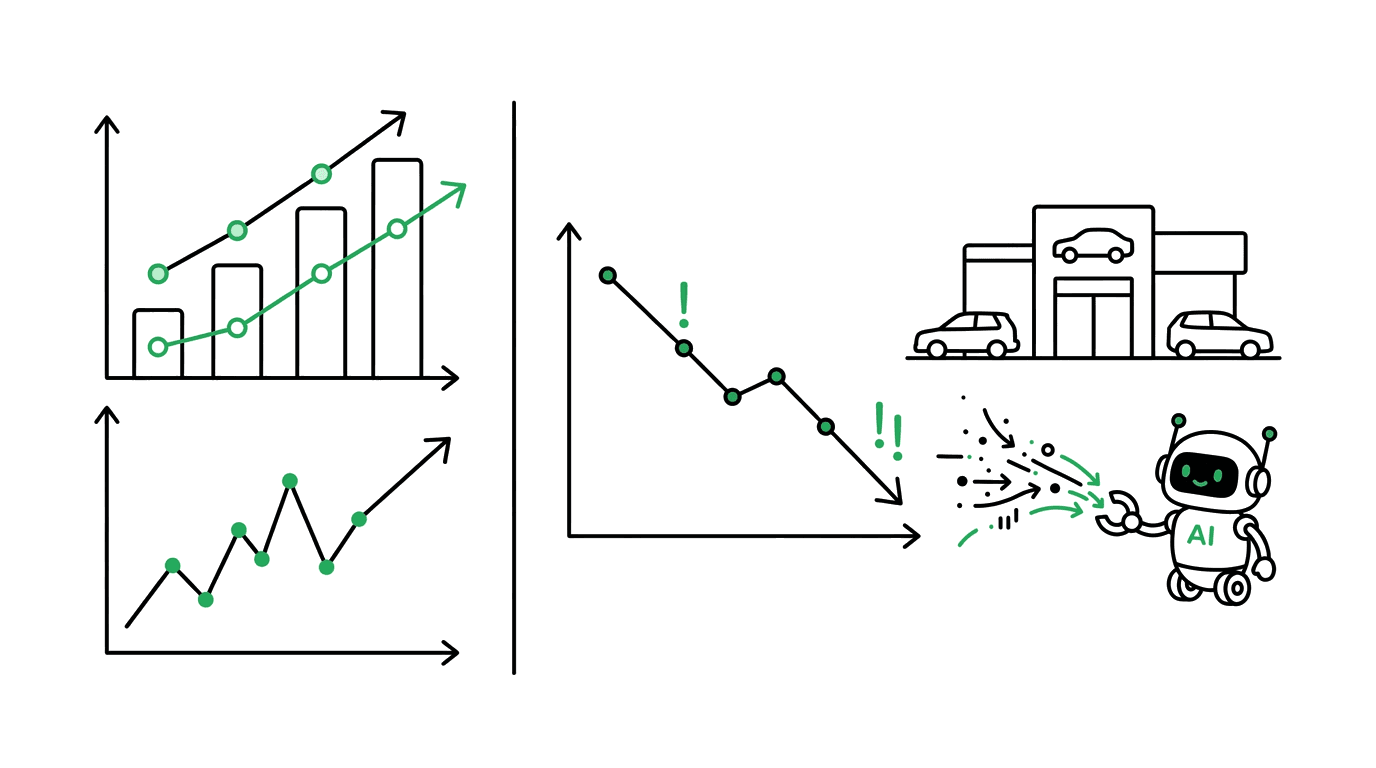 Notion-style illustration for Rankings Look Fine but Leads Are Down? Blame AI.