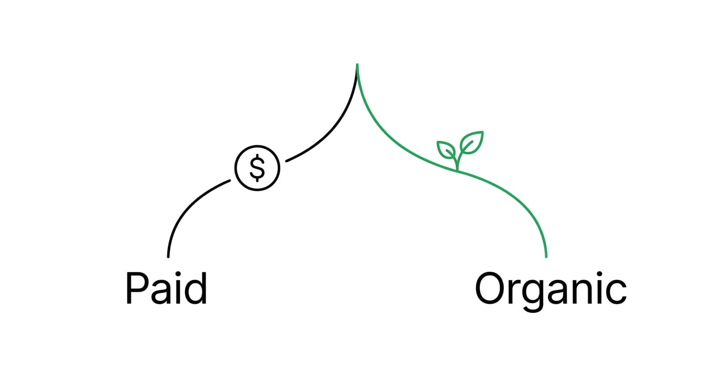 Notion-style illustration for SEM vs. SEO for Car Dealerships