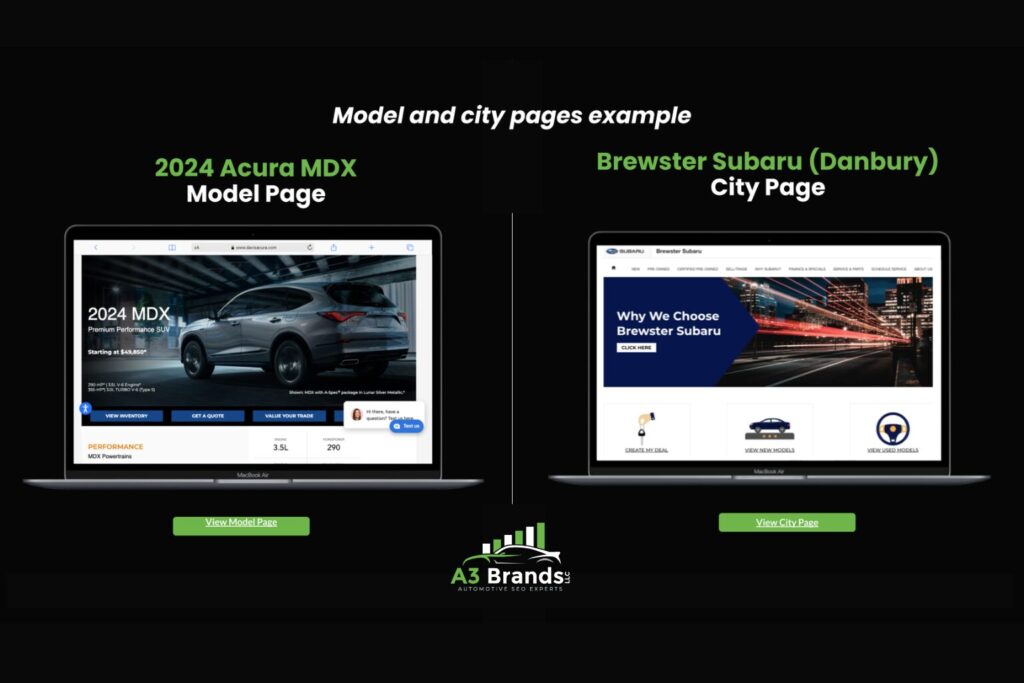 A3 Brands Model Landing Pages Example