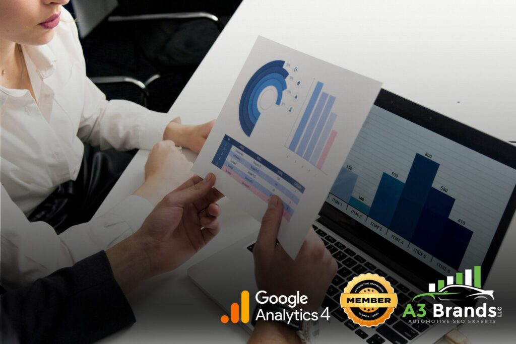 Dealership marketing team looking at PPC cost vs. organic lead graph.