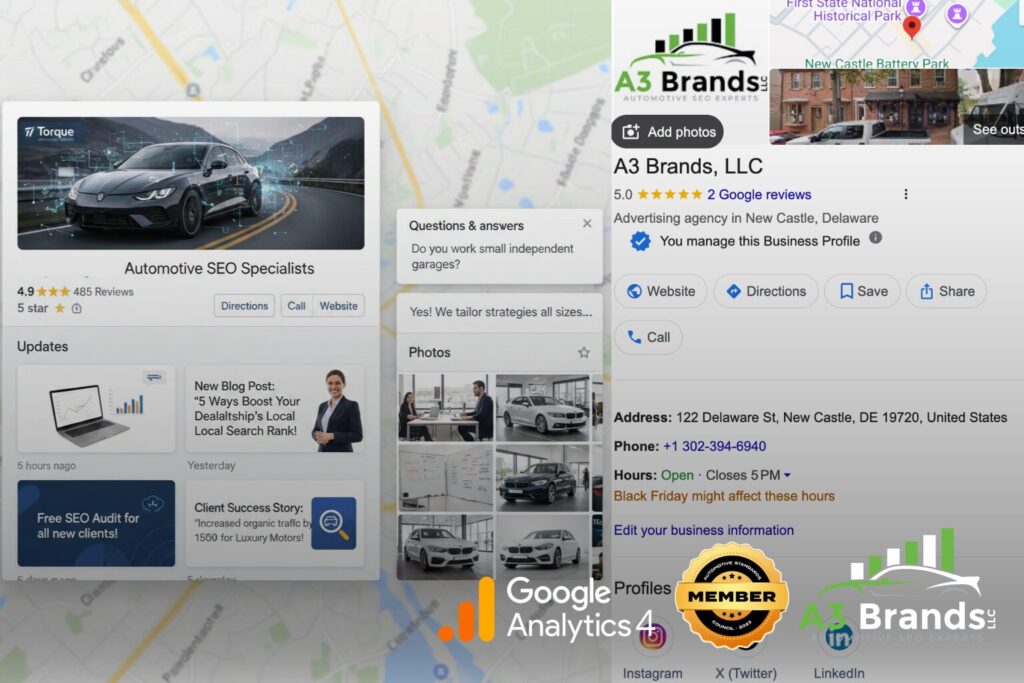 Google Business Profile example showing strong reviews, updated photos, and active posts