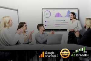 Dealership marketing team looking at PPC cost vs. organic lead graph.