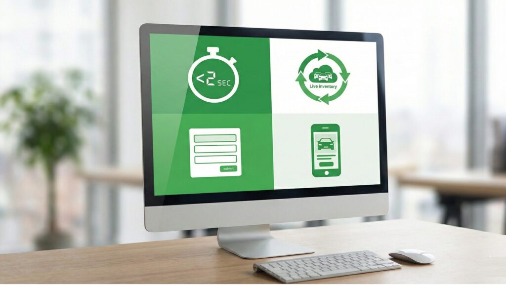 Four key conversion drivers for dealership model pages: speed, live inventory, short forms, mobile optimization
