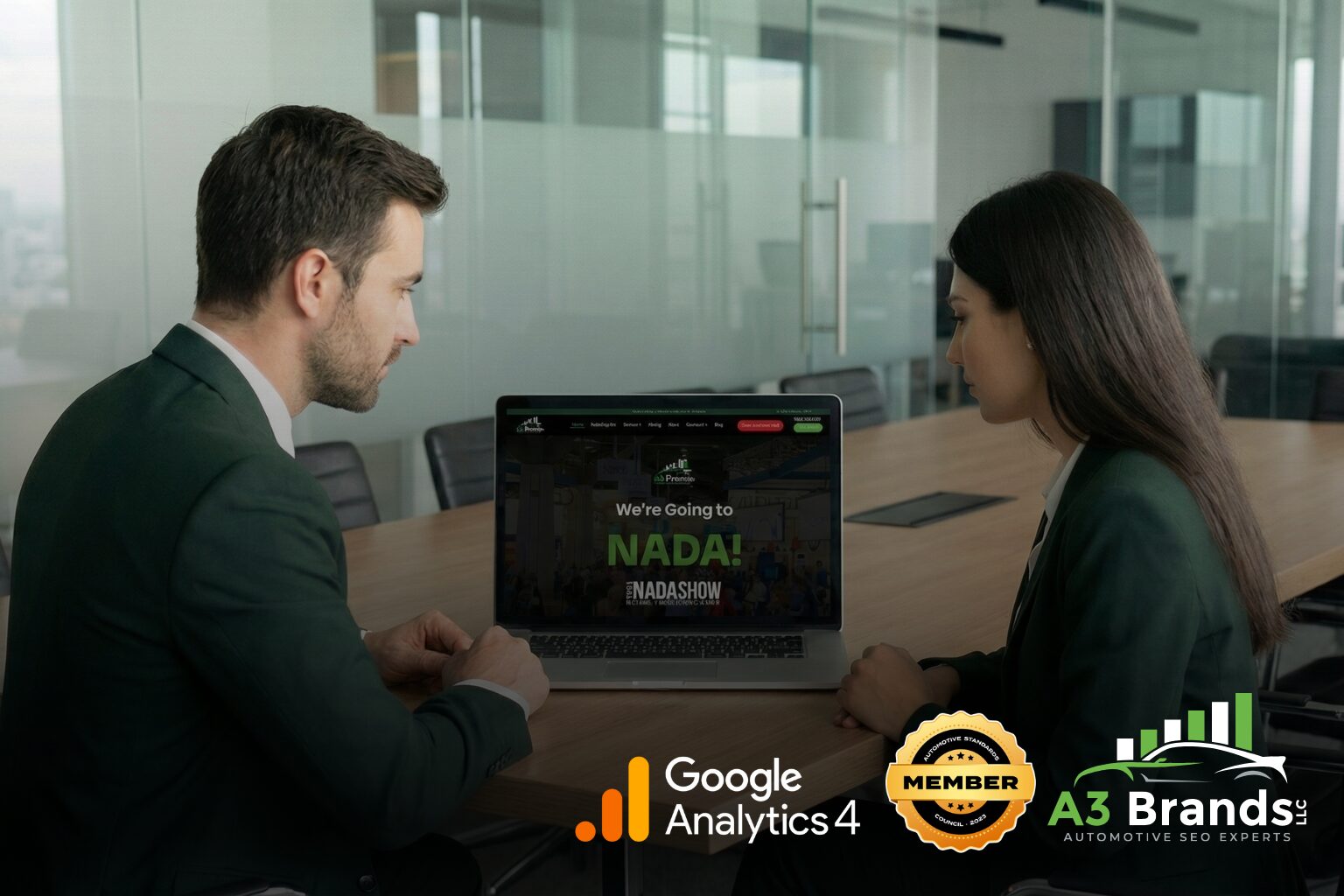 Model landing page on laptop showing vehicle listing with ROI growth chart