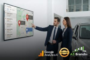 Two agent discussing Local search results showing competing car dealerships ranking higher