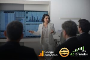 Car dealership general manager analyzing AI-driven search performance dashboard.